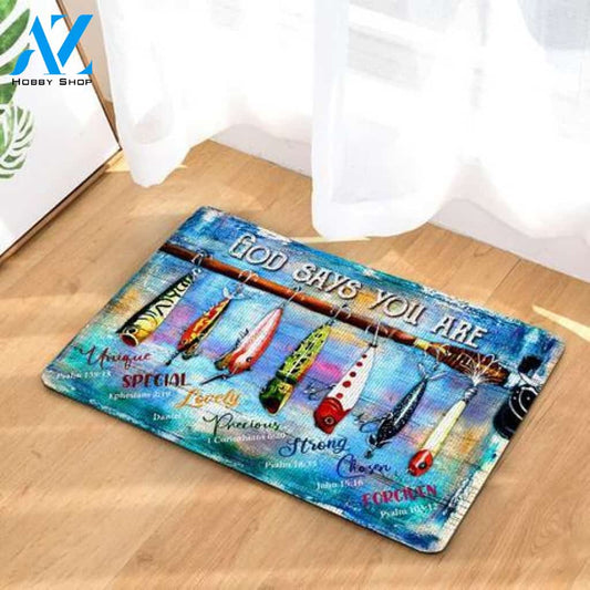 Personalized Name Family House Fishing God Says You Are Indoor And Outdoor Doormat Gift For Fishing Lovers Warm House Gift Welcome Mat