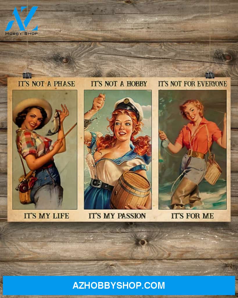 Fishing It's Not A Phase It's My Life Canvas Wall Art, Wall Decor Visual Art