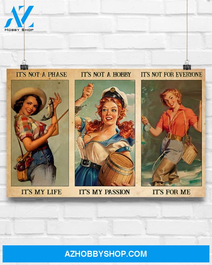 Fishing It's Not A Phase It's My Life Canvas Wall Art, Wall Decor Visual Art