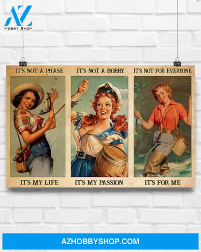 Fishing It's Not A Phase It's My Life Canvas Wall Art, Wall Decor Visual Art