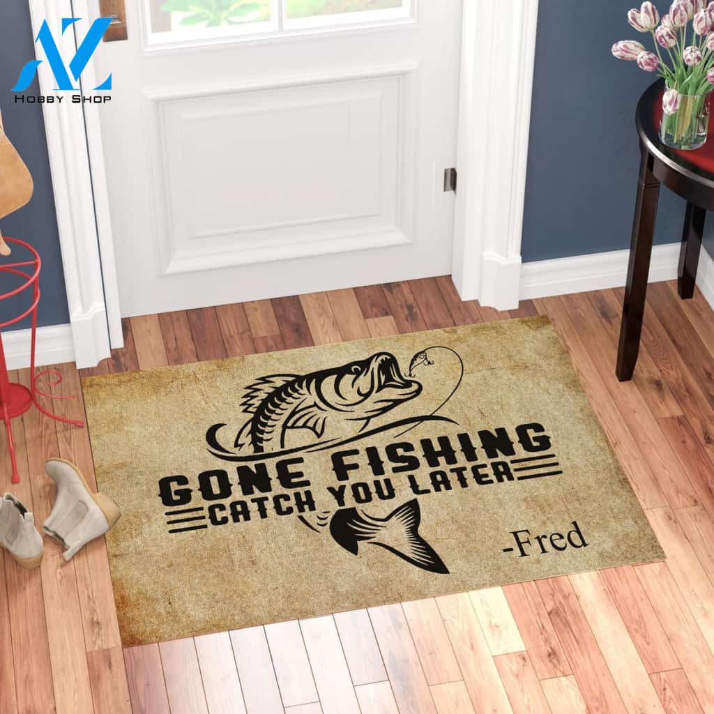 Fishing Lovers Catch You Later Customized Name Doormat | Welcome Mat | House Warming Gift