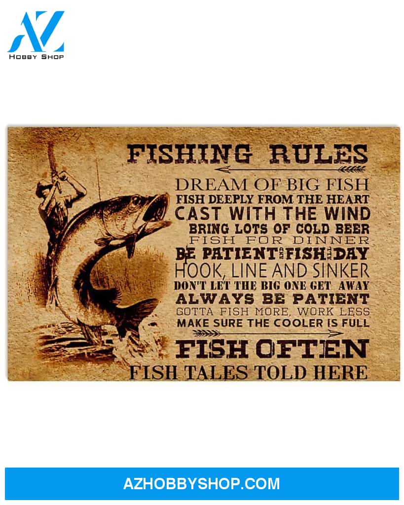 Fishing Rules Canvas Wall Art, Wall Decor Visual Art