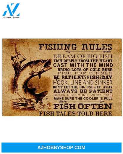 Fishing Rules Canvas Wall Art, Wall Decor Visual Art