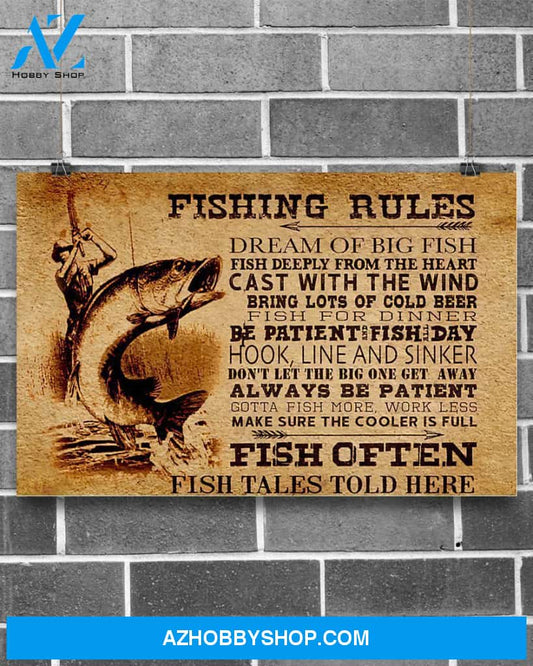 Fishing Rules Canvas Wall Art, Wall Decor Visual Art