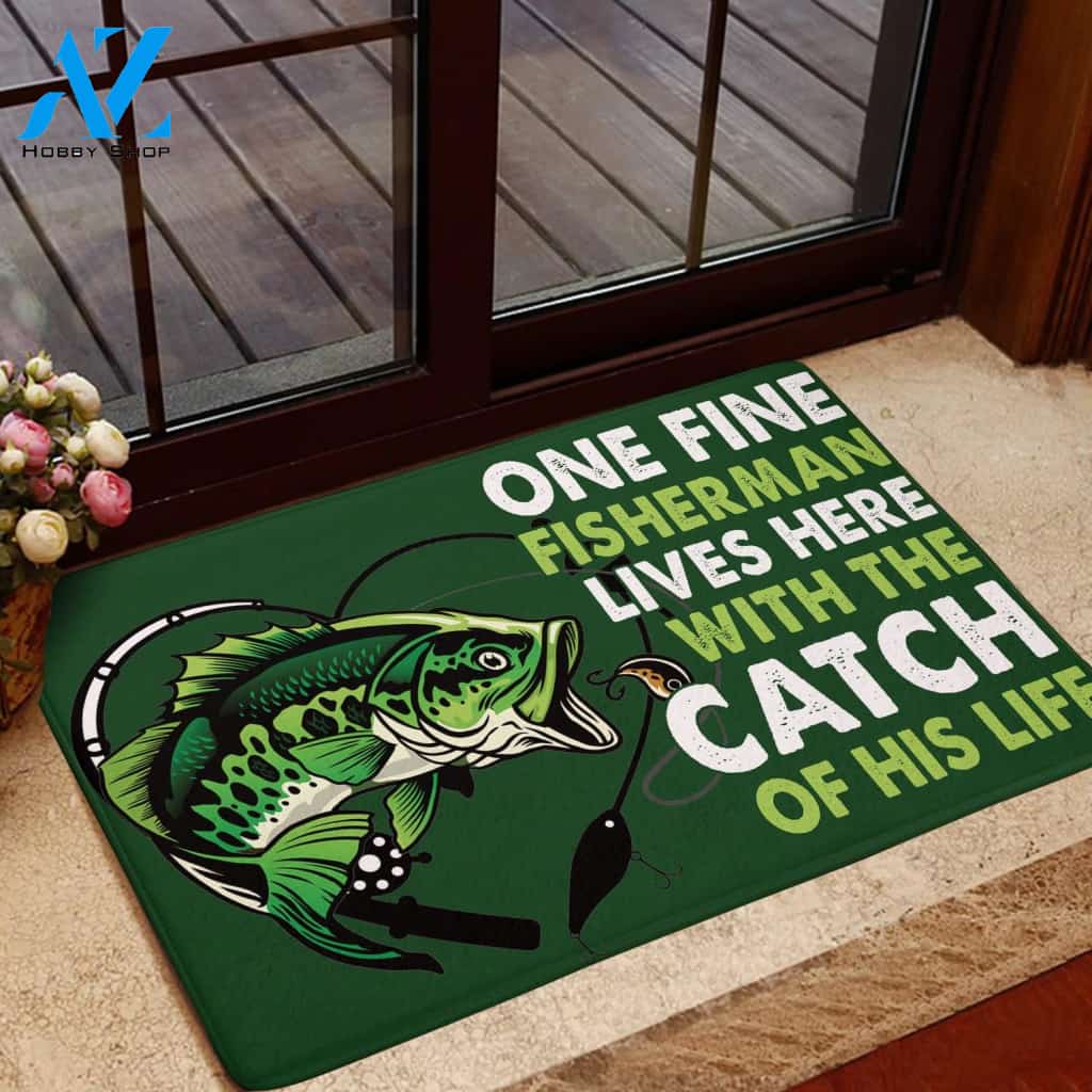 Fishing The Catch Easy Clean Welcome DoorMat | Felt And Rubber | DO1735