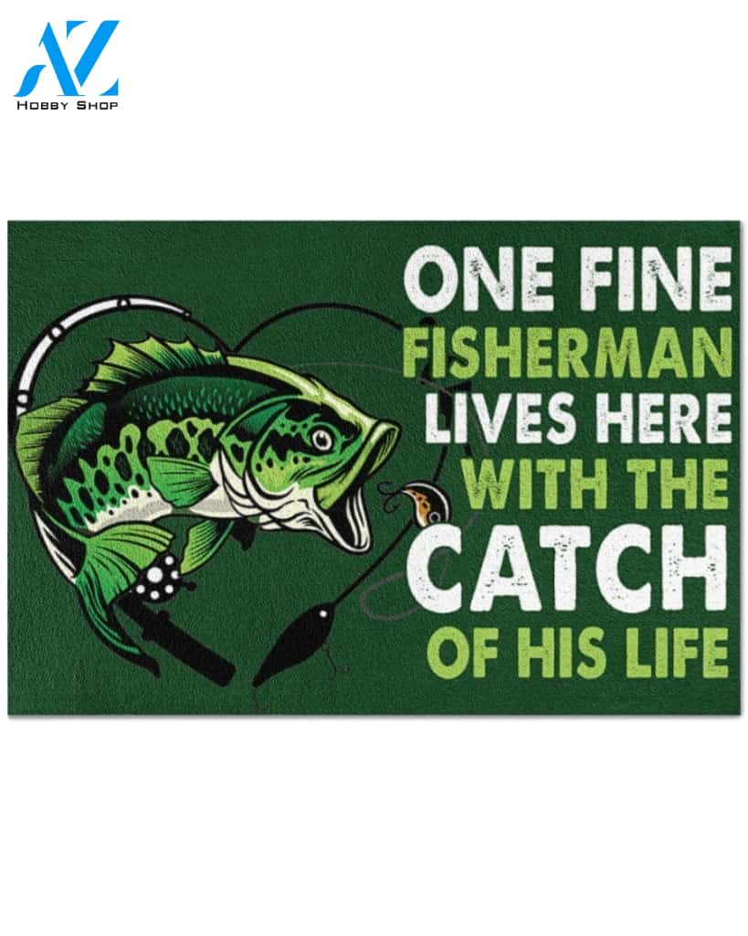 Fishing The Catch Easy Clean Welcome DoorMat | Felt And Rubber | DO1735