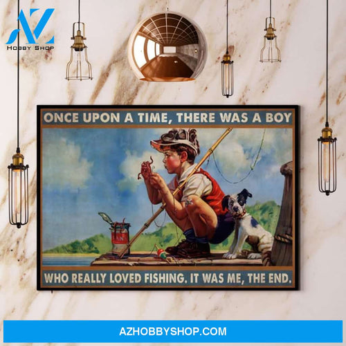 Fishing There Was A Boy Who Loved Fishing Dog & Boy Canvas And Poster, Wall Decor Visual Art