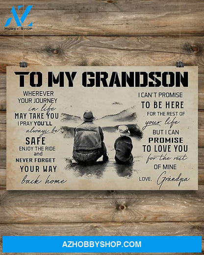 Fishing To My Grandson Canvas Gift, Wall Decor Visual Art