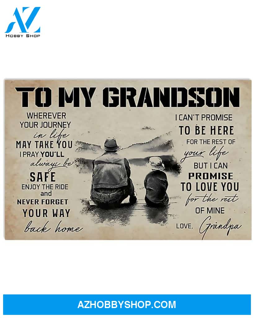 Fishing To My Grandson Canvas Gift, Wall Decor Visual Art
