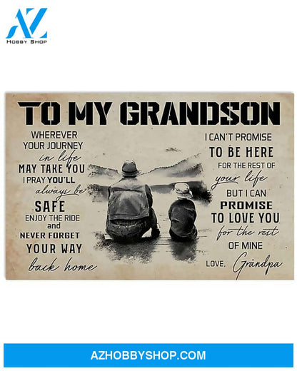 Fishing To My Grandson Canvas Gift, Wall Decor Visual Art