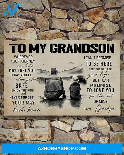 Fishing To My Grandson Canvas Gift, Wall Decor Visual Art
