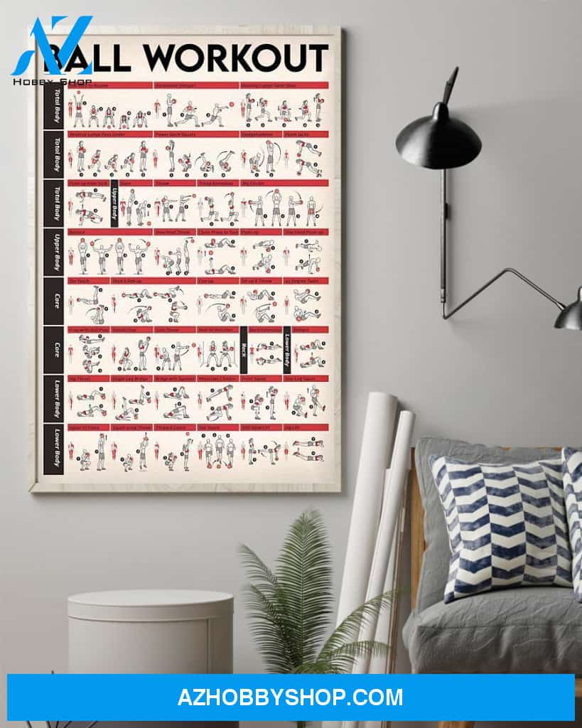 Fitness Ball Workout Vertical Canvas Gift, Wall Decor Visual Art