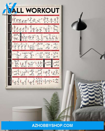 Fitness Ball Workout Vertical Canvas Gift, Wall Decor Visual Art