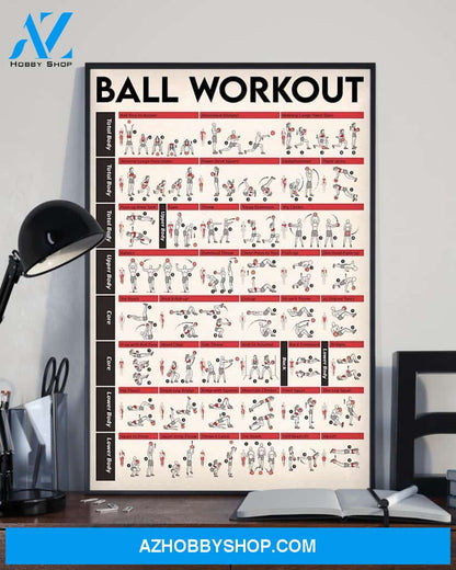 Fitness Ball Workout Vertical Canvas Gift, Wall Decor Visual Art