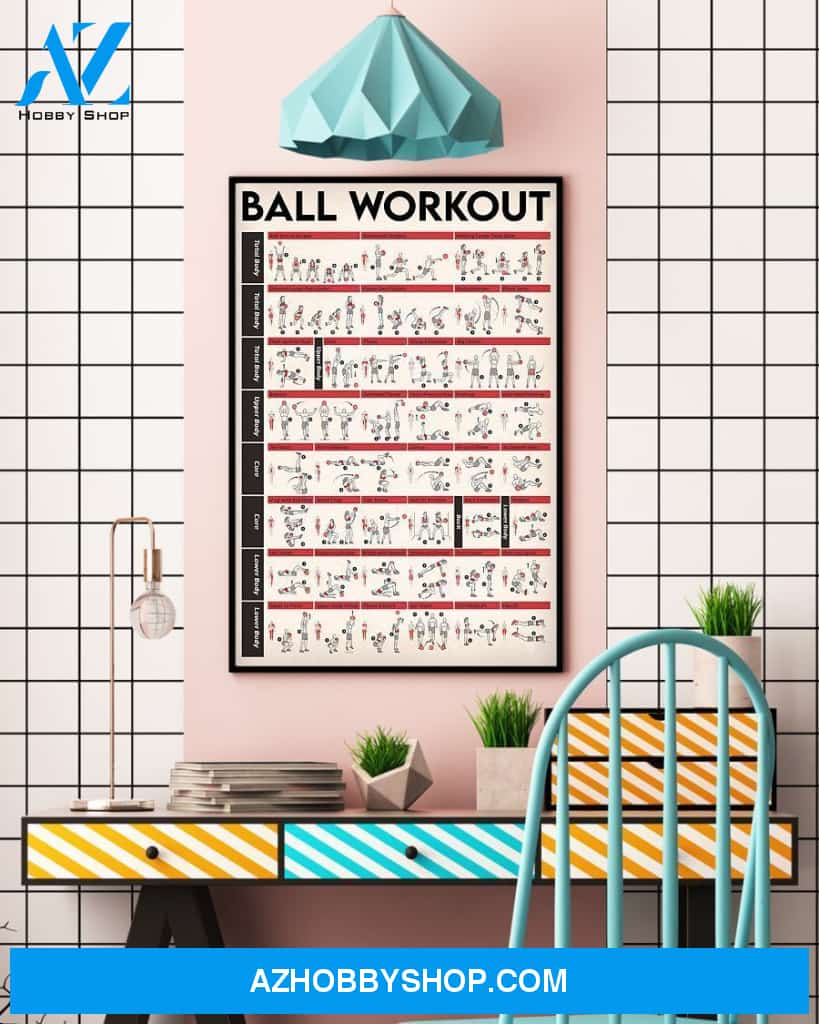 Fitness Ball Workout Vertical Canvas Gift, Wall Decor Visual Art