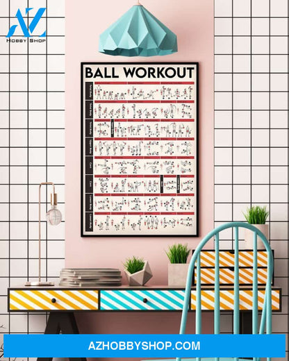 Fitness Ball Workout Vertical Canvas Gift, Wall Decor Visual Art