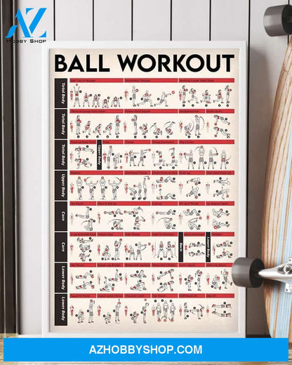 Fitness Ball Workout Vertical Canvas Gift, Wall Decor Visual Art