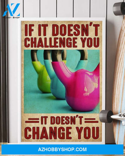 Fitness Change You Vertical Canvas Painting, Wall Decor Visual Art