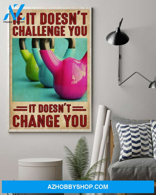 Fitness Change You Vertical Canvas Painting, Wall Decor Visual Art