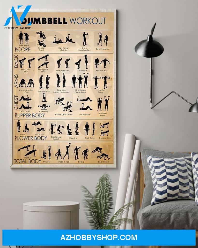 Fitness Dumbbell Workout Vertical Canvas Prints, Wall Decor Visual Art