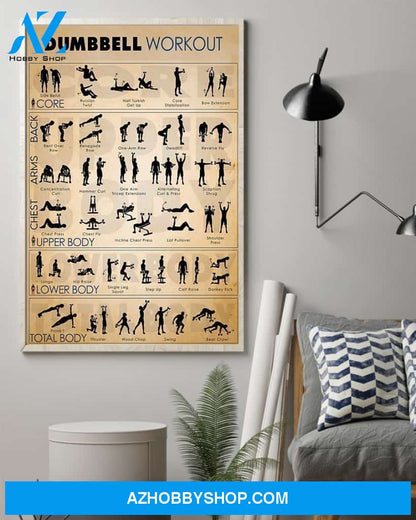Fitness Dumbbell Workout Vertical Canvas Prints, Wall Decor Visual Art