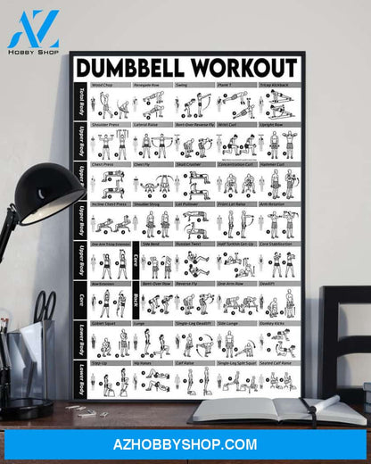 Fitness Dumbbell Workout Vertical Canvas Prints, Wall Decor Visual Art