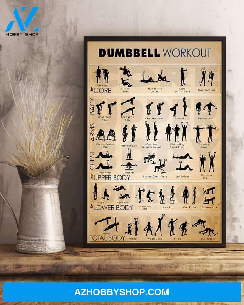 Fitness Dumbbell Workout Vertical Canvas Prints, Wall Decor Visual Art