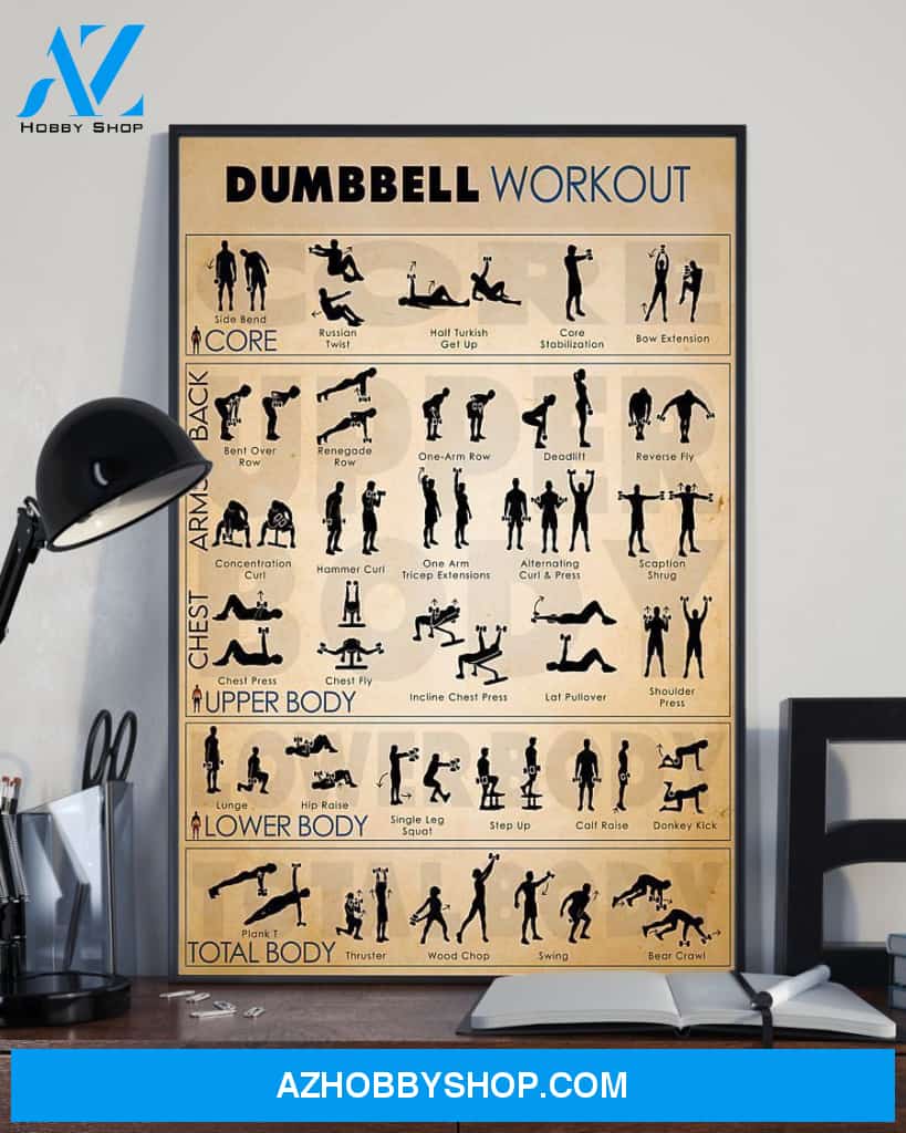 Fitness Dumbbell Workout Vertical Canvas Prints, Wall Decor Visual Art