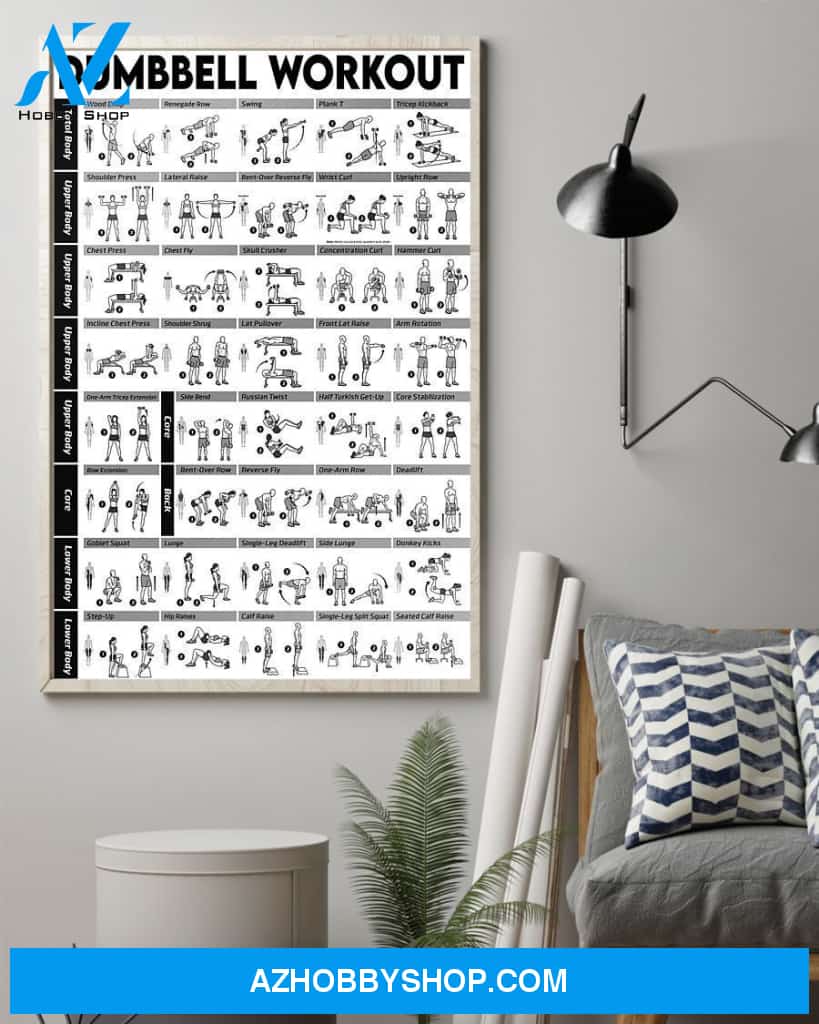 Fitness Dumbbell Workout Vertical Canvas Prints, Wall Decor Visual Art