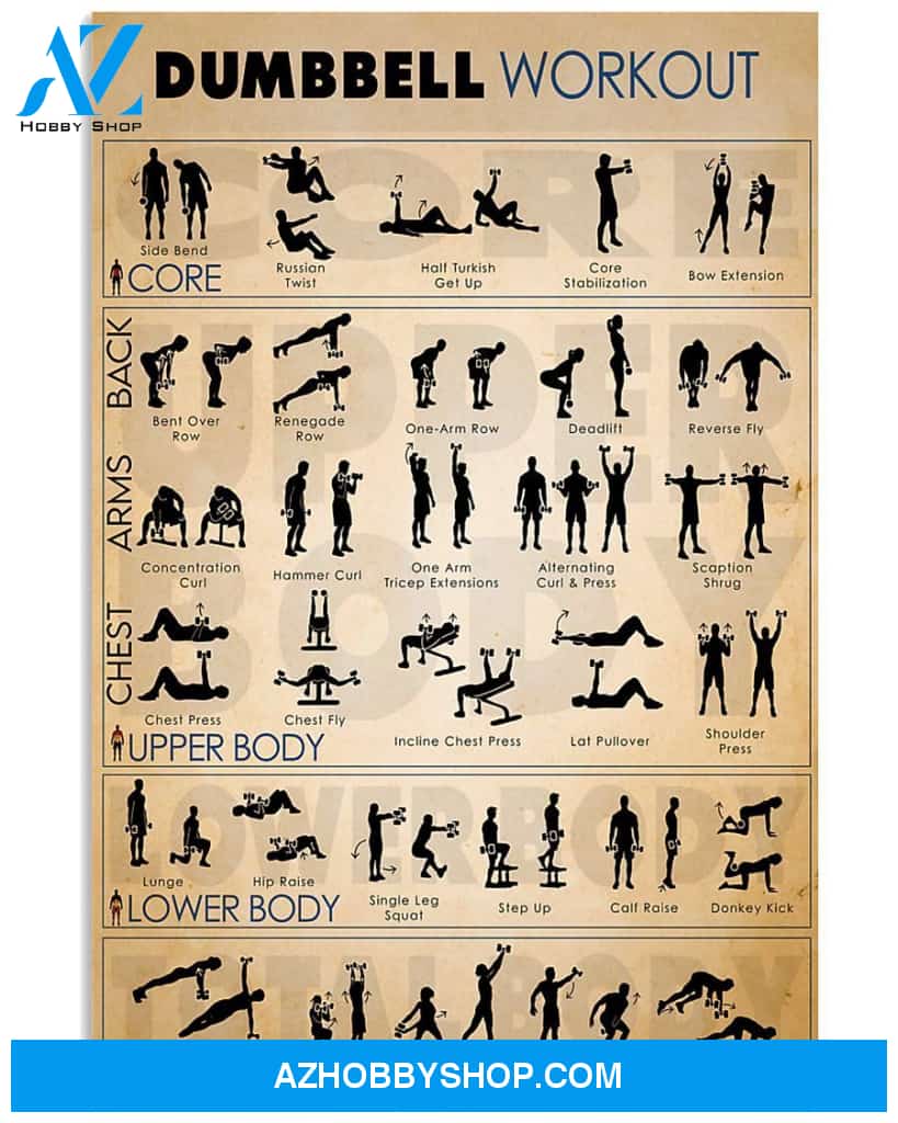 Fitness Dumbbell Workout Vertical Canvas Prints, Wall Decor Visual Art