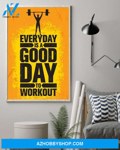 Fitness Everyday Is A Good Day To Workout Vertical Art Canvas, Wall Decor Visual Art