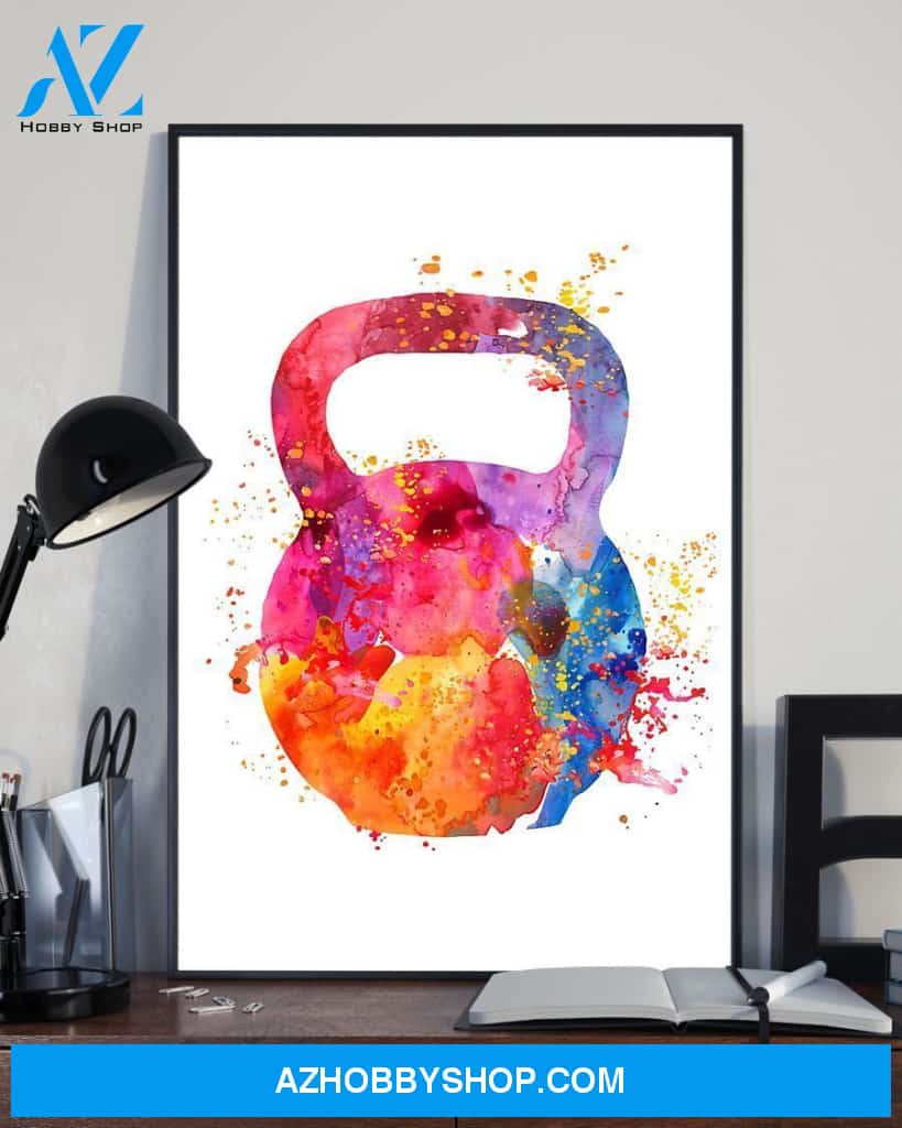 Fitness Kettle Bell Vertical Art Canvas, Wall Decor Visual Art
