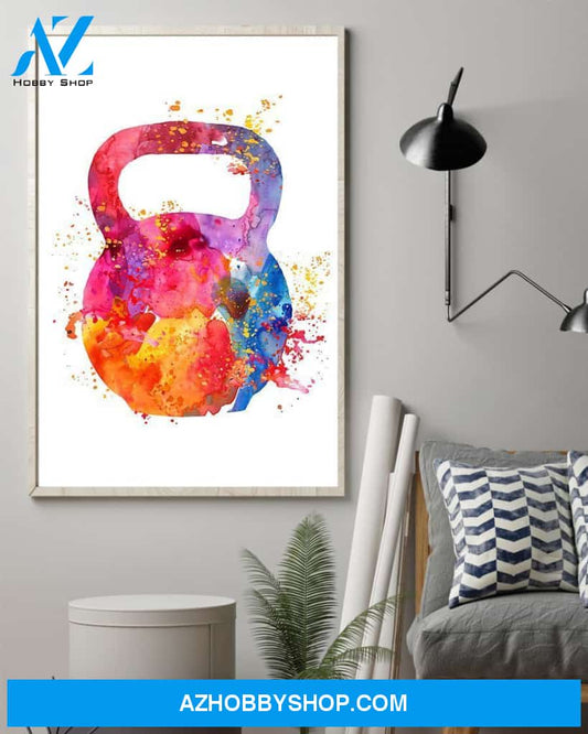 Fitness Kettle Bell Vertical Art Canvas, Wall Decor Visual Art