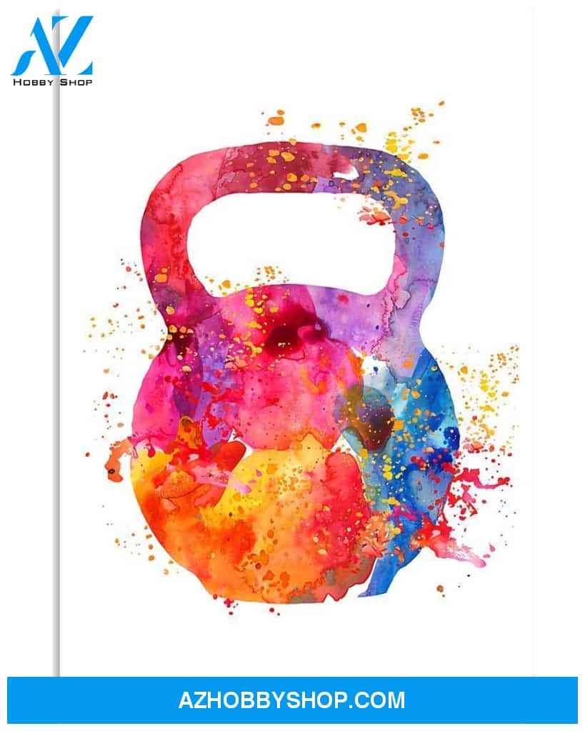 Fitness Kettle Bell Vertical Art Canvas, Wall Decor Visual Art