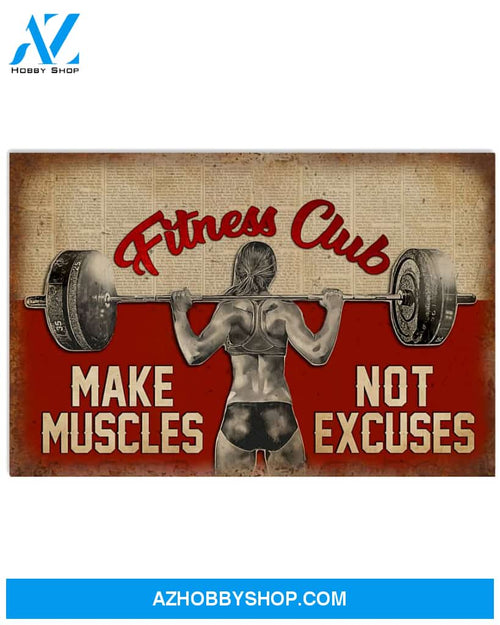 Fitness Poster Fitness Club Make Muscles Wall Decor