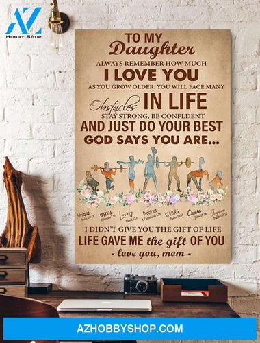 Fitness To My Daughte Vertical Wall Art Canvas Prints Gift For Daughter