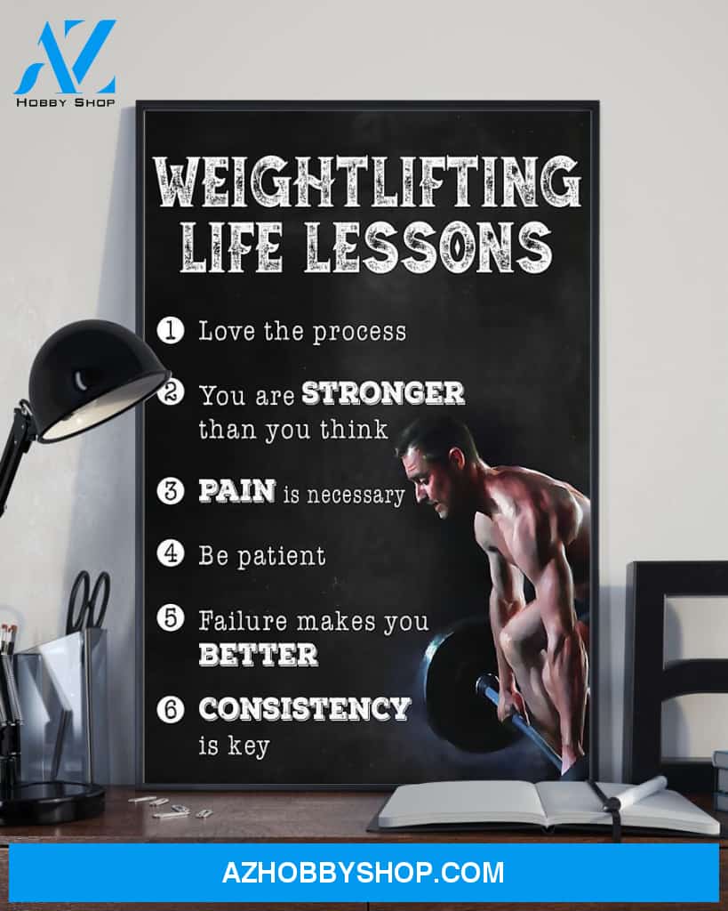 Fitness Weightlifting Life Lessons Vertical Canvas Prints, Wall Decor Visual Art