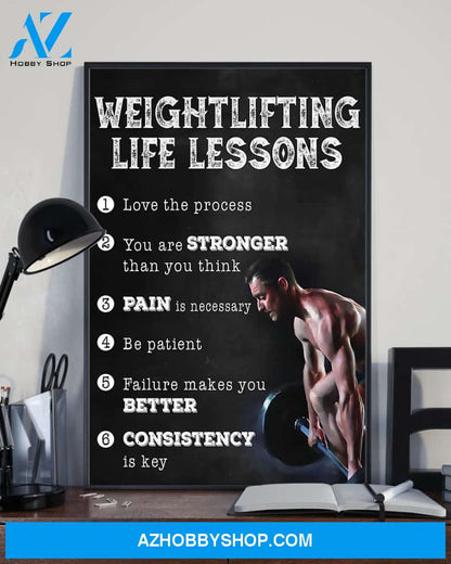 Fitness Weightlifting Life Lessons Vertical Canvas Prints, Wall Decor Visual Art