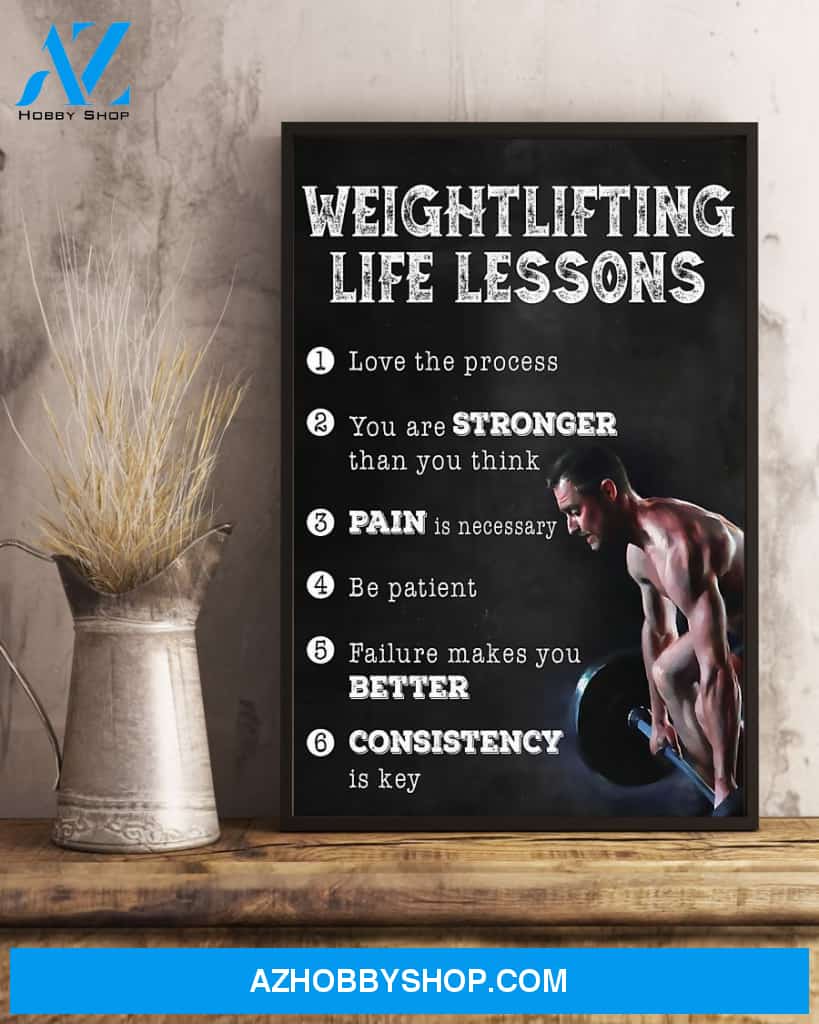 Fitness Weightlifting Life Lessons Vertical Canvas Prints, Wall Decor Visual Art