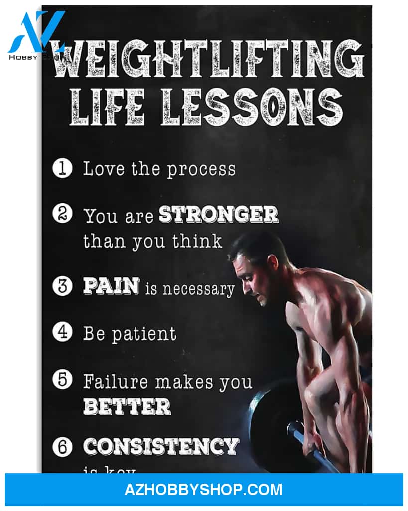 Fitness Weightlifting Life Lessons Vertical Canvas Prints, Wall Decor Visual Art