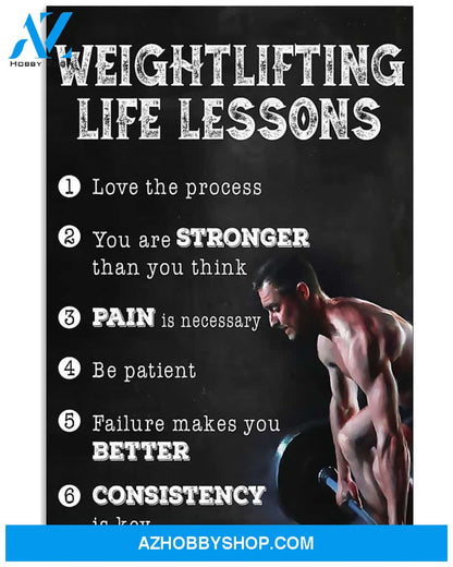 Fitness Weightlifting Life Lessons Vertical Canvas Prints, Wall Decor Visual Art