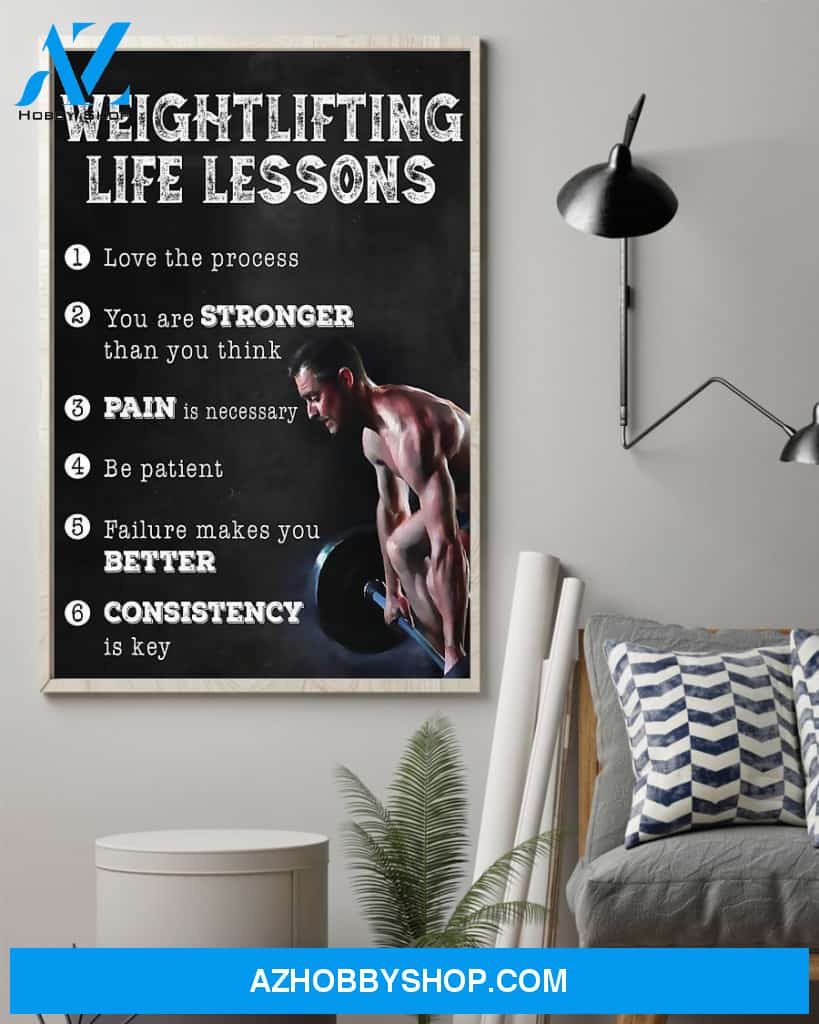 Fitness Weightlifting Life Lessons Vertical Canvas Prints, Wall Decor Visual Art