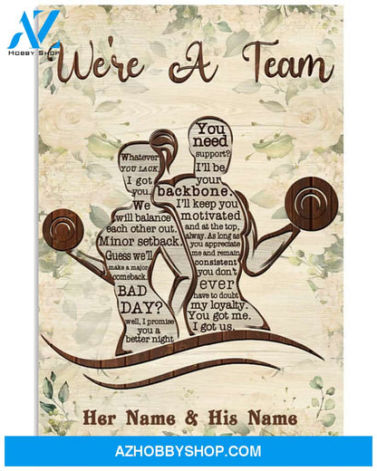 Fitness We'Re A Team Canvas And Poster, Wall Decor Visual Art