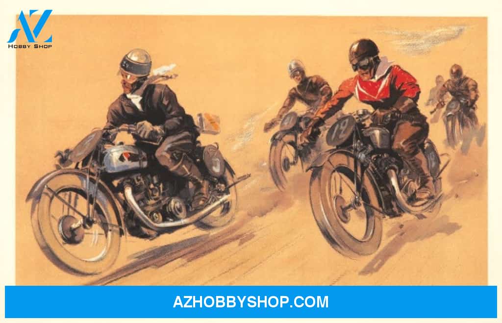 Five Motorcycles Vintage Poster C. 1928
