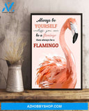 Flamingo Always Be Yourself Vertical Art Canvas, Wall Decor Visual Art