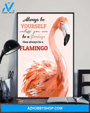 Flamingo Always Be Yourself Vertical Art Canvas, Wall Decor Visual Art