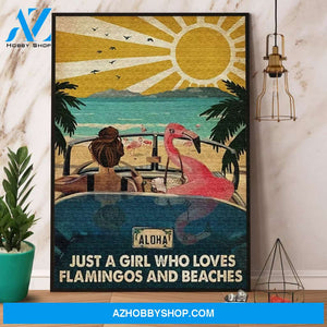 Flamingo And Beach Just A Girl Who Loves Flamingos And Beaches Canvas And Poster, Wall Decor Visual Art