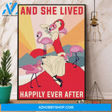 Flamingo And She Lived Happily Ever After Canvas And Poster, Wall Decor Visual Art