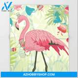 Flamingo Blanket Flamingo Wearing Necklaces, Gift for Your Love One, Birthday Gift Home Decor Bedding Couch Sofa Soft and Comfy Cozy