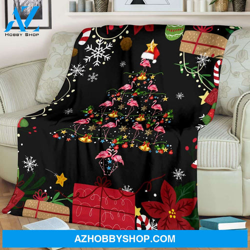 Flamingo Christmas Tree Blanket Gift For Flamingo Lovers Birthday Gift Home Decor Bedding Couch Sofa Soft and Comfy Cozy